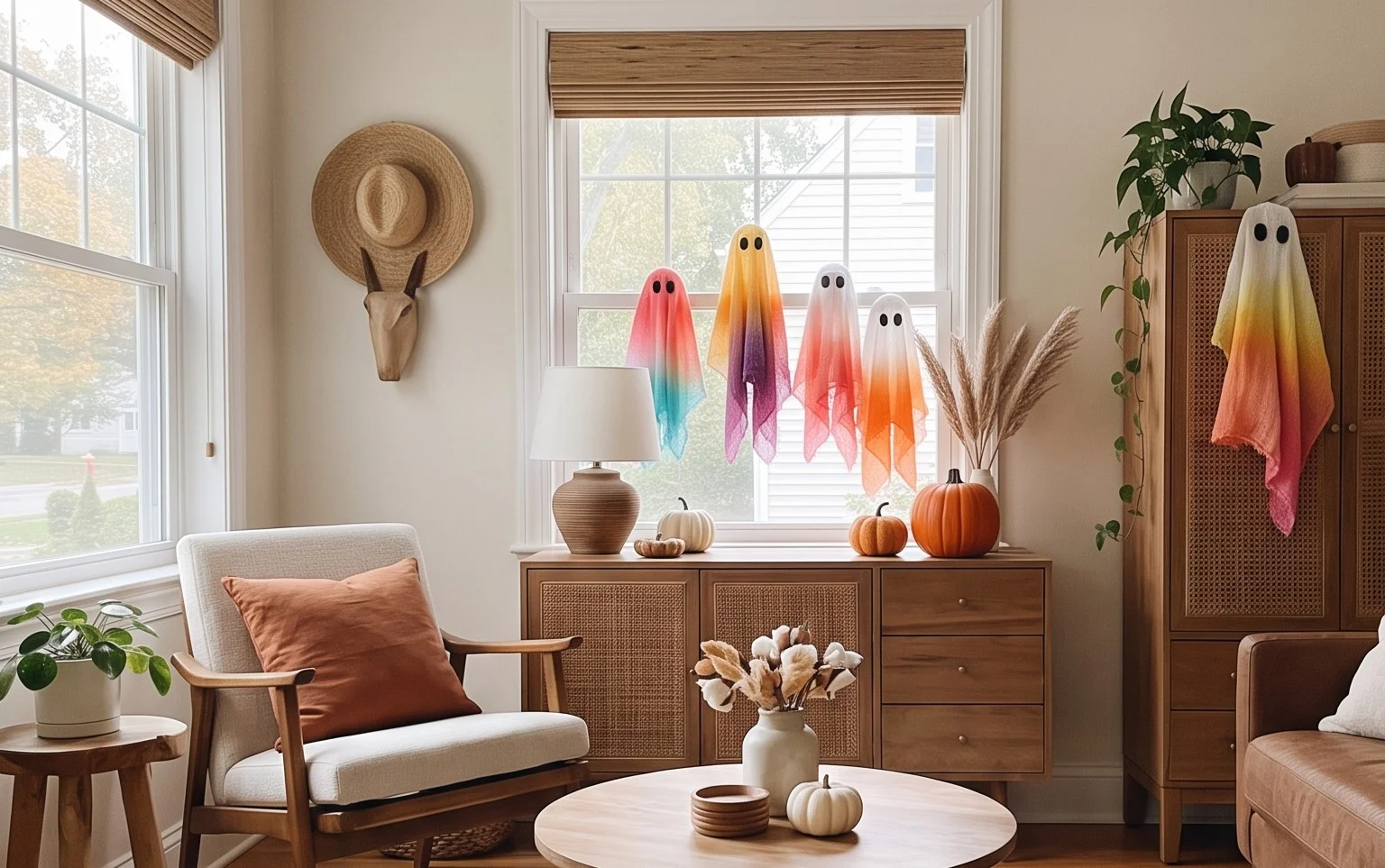 Colorful Halloween Cheesecloth Ghosts – oh yay studio – Color + Painting + Making + Everyday celebrating